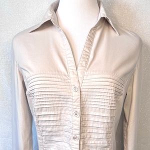 Off white button down long sleeve shirt with collar